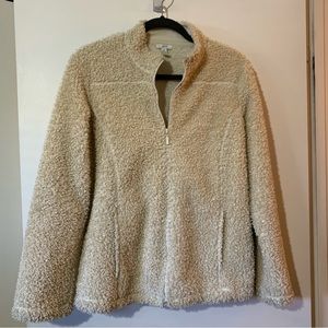 J.Jill Cream Teddy Bear/Boucle Zip Up Jacket